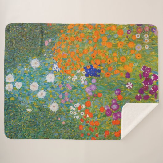 Gustav Klimt - Bloemtuin Sherpa Deken (Voorkant (horizontaal))