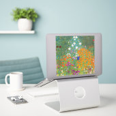 Gustav Klimt - Bloemtuin Sticker (Laptop op bureau)