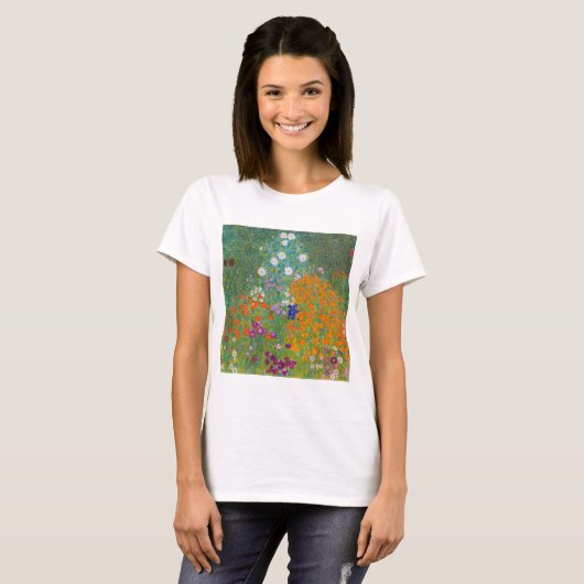 Gustav Klimt - Bloemtuin T-shirt (Voorkant volledig)
