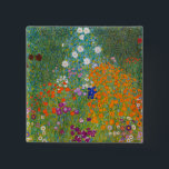 Gustav Klimt - Bloemtuin Vierkante Button 5,1 Cm<br><div class="desc">Bloemtuin - Gustav Klimt in 1905-1907</div>