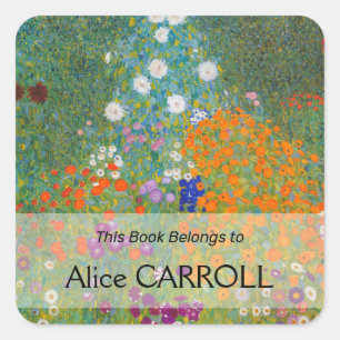 Gustav Klimt - Bloemtuin Vierkante Sticker