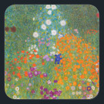 Gustav Klimt - Bloemtuin Vierkante Sticker<br><div class="desc">Bloemtuin - Gustav Klimt in 1905-1907</div>