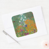 Gustav Klimt - Bloemtuin Vierkante Sticker (Envelop)