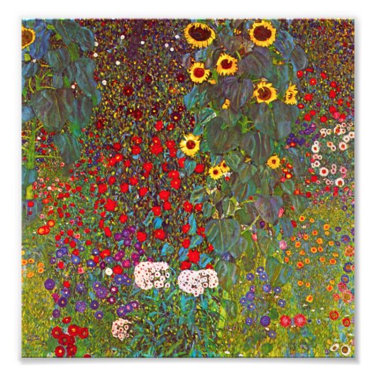 Gustav Klimt Boerderij Garden met zonnebloemen Afd Foto Afdruk (Voorkant)