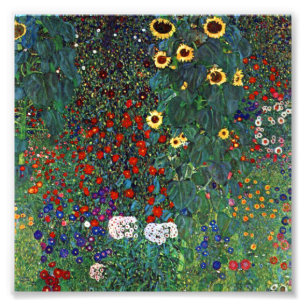 Gustav Klimt Boerderij Garden met zonnebloemen Foto Afdruk