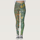 Gustav Klimt Boerderij Garden met zonnebloemen Gal Leggings (Voorkant)
