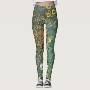Gustav Klimt Boerderij Garden met zonnebloemen Gal Leggings