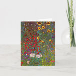 Gustav Klimt Boerderij Garden met zonnebloemen Kaart<br><div class="desc">Gustav Klimt Boerderij Garden met Sunflower note card. Olieverf op canvas van 1905 tot 1906. Hoewel Klimt het meest wordt erkend voor zijn gouden periode die klassieke werken produceerde zoals The Kiss en Portret van Adele Bloch Bauer, produceerde de kunstenaar ook een aantal geweldig charmante landschapswerken. Boerderij van tuinen met...</div>