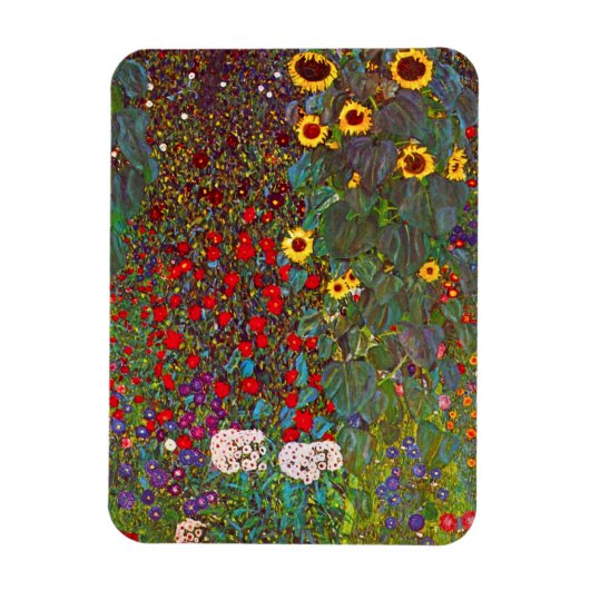 Gustav Klimt Boerderij Garden met zonnebloemen Mag Magneet (Verticaal)