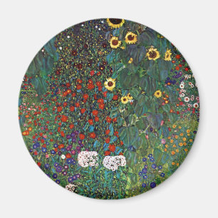 Gustav Klimt Boerderij Garden met zonnebloemen Magneet