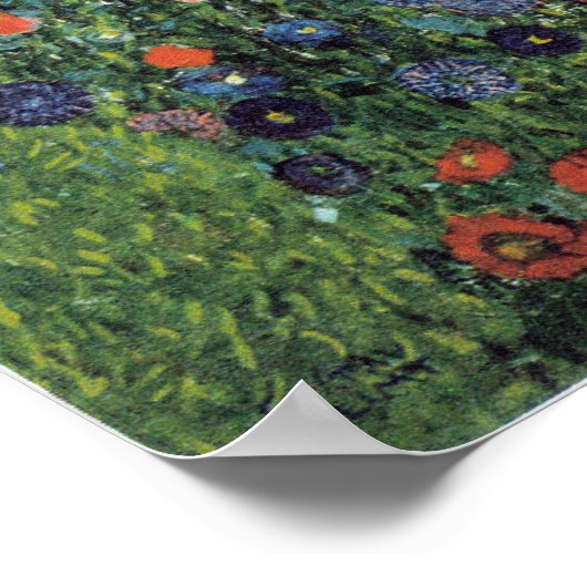 Gustav Klimt Boerderij Garden met zonnebloemen Poster (Hoek)