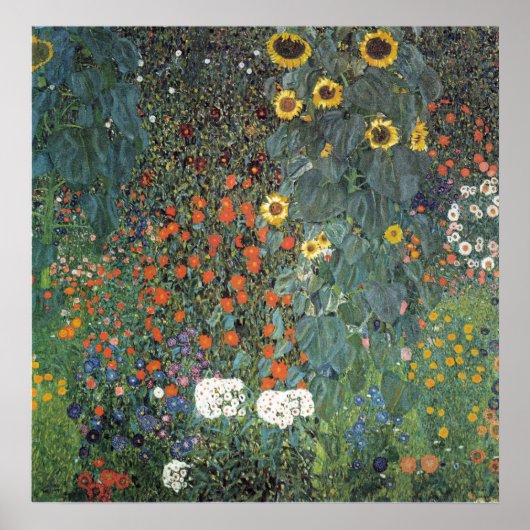 Gustav Klimt Boerderij Garden met zonnebloemen Poster (Voorkant)