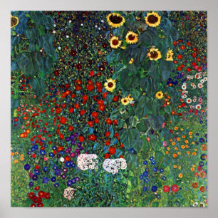 Gustav Klimt Boerderij Garden met zonnebloemen Poster
