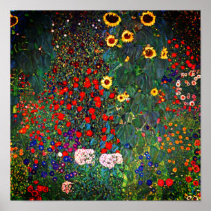 Gustav Klimt Boerderij Garden met zonnebloemen Poster