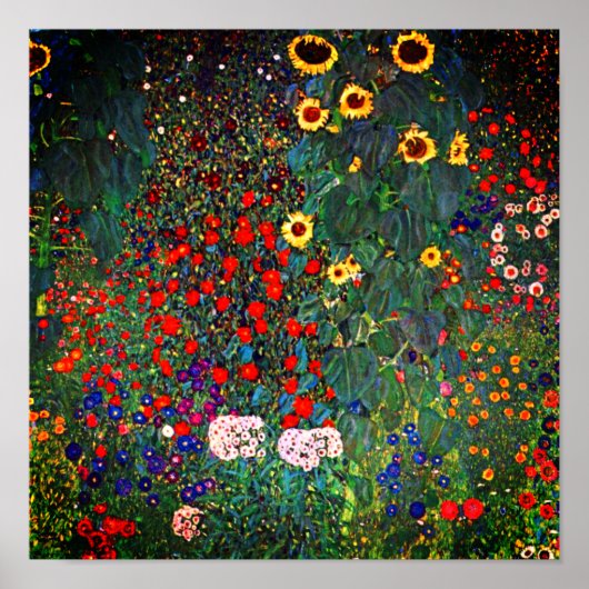 Gustav Klimt Boerderij Garden met zonnebloemen Poster (Voorkant)