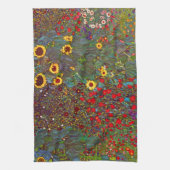 Gustav Klimt Boerderij Garden met zonnebloemen Theedoek (Verticaal)
