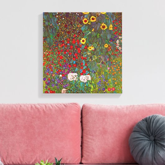 Gustav Klimt Boerderij Garden met zonnebloempanvas Canvas Afdruk (Insitu (Woonkamer))