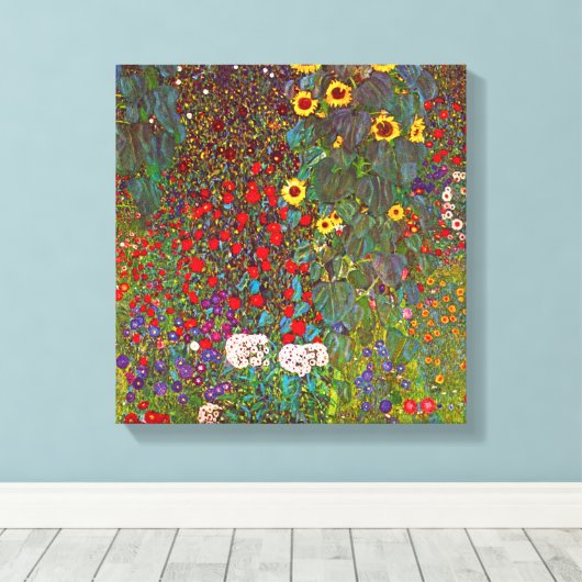 Gustav Klimt Boerderij Garden met zonnebloempanvas Canvas Afdruk (Insitu (Houten vloer))