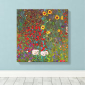Gustav Klimt Boerderij Garden met zonnebloempanvas Canvas Afdruk (Insitu (Houten vloer))