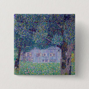 Gustav Klimt - Boerderij in Opper-Oostenrijk Vierkante Button 5,1 Cm
