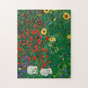 Gustav Klimt - Boerderij tuin met bloemen Legpuzzel