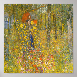 Gustav Klimt Boerderij Tuin met Crucifix Poster
