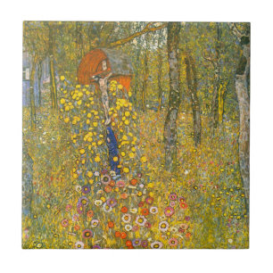 Gustav Klimt Boerderij Tuin met Crucifix Tegeltje