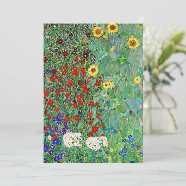 Gustav Klimt Boerderij tuin met zonnebloemen (Staand voorkant)