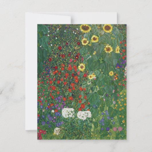Gustav Klimt - Boerderij tuin met zonnebloemen Bedankkaart (Voorkant)