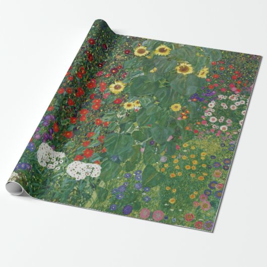 Gustav Klimt - Boerderij tuin met zonnebloemen Cadeaupapier (Uitgerold)