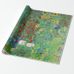 Gustav Klimt Boerderij tuin met zonnebloemen Cadeaupapier<br><div class="desc">Gustav Klimt Boerderij tuin met zonnebloemen  kunst nieuwe schilderijen</div>