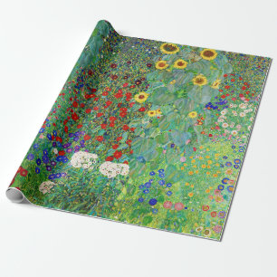 Gustav Klimt Boerderij tuin met zonnebloemen Cadeaupapier
