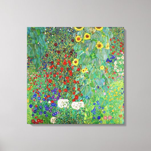 Gustav Klimt Boerderij tuin met zonnebloemen Canvas Afdruk (Voorkant)