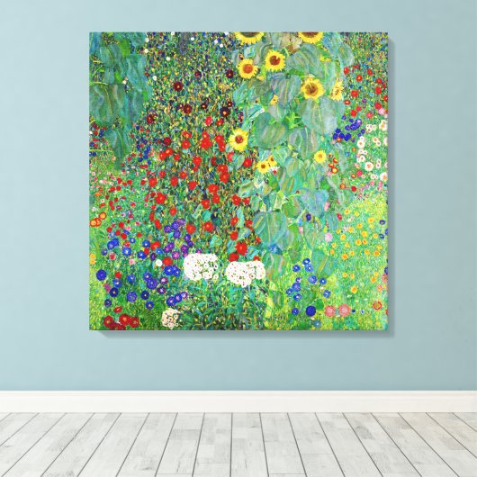 Gustav Klimt Boerderij tuin met zonnebloemen Canvas Afdruk (Insitu (Houten vloer))