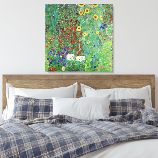 Gustav Klimt Boerderij tuin met zonnebloemen Canvas Afdruk (Insitu (Slaapkamer))