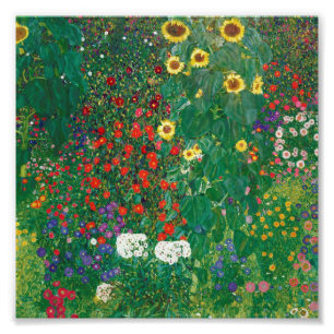 Gustav Klimt - Boerderij tuin met zonnebloemen Foto Afdruk
