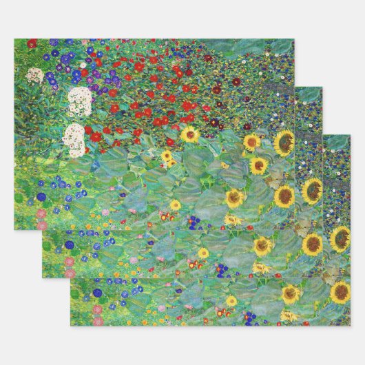 Gustav Klimt Boerderij tuin met zonnebloemen Inpakpapier Vel (Set)