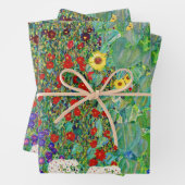 Gustav Klimt Boerderij tuin met zonnebloemen Inpakpapier Vel (In situ)