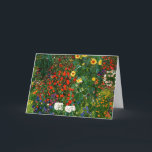 Gustav Klimt - Boerderij tuin met zonnebloemen Kaart<br><div class="desc">Kunstschilderij van Gustav Klimt,  Boerderij Tuin met zonnebloemen</div>