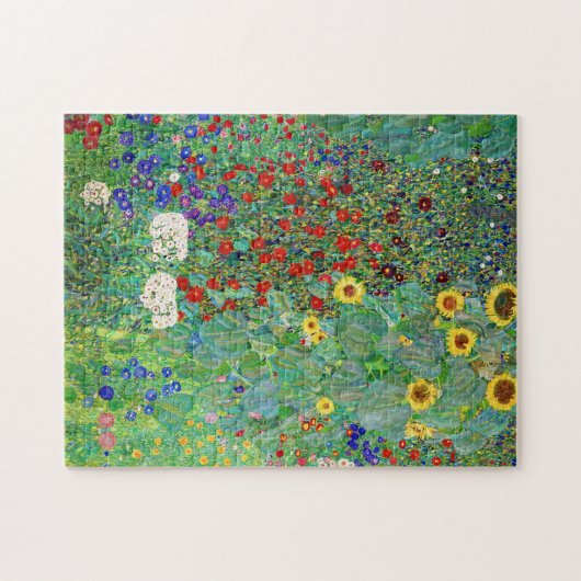 Gustav Klimt Boerderij tuin met zonnebloemen Legpuzzel (Horizontaal)