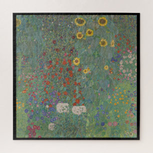 Gustav Klimt, Boerderij tuin met zonnebloemen Legpuzzel