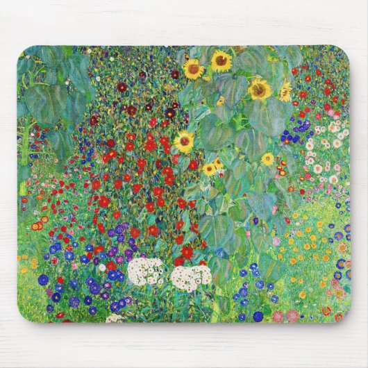 Gustav Klimt Boerderij tuin met zonnebloemen Muismat (Voorkant)