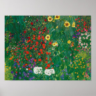 Gustav Klimt - Boerderij tuin met zonnebloemen Poster