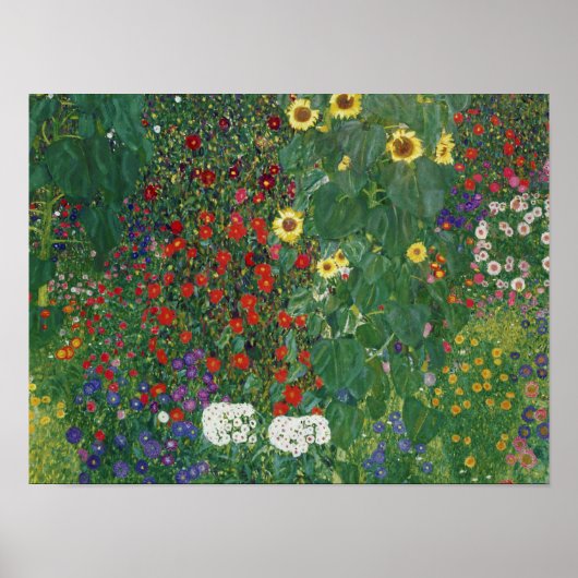 Gustav Klimt - Boerderij tuin met zonnebloemen Poster (Voorkant)