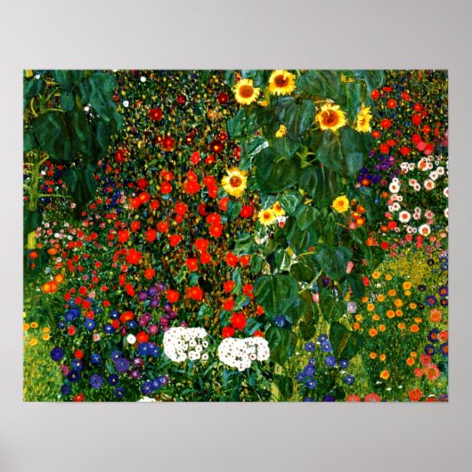 Gustav Klimt - Boerderij tuin met zonnebloemen Poster (Voorkant)