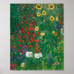 Gustav Klimt - Boerderij tuin met zonnebloemen Poster<br><div class="desc">Gustav Klimt - Boerderij tuin met zonnebloemen</div>