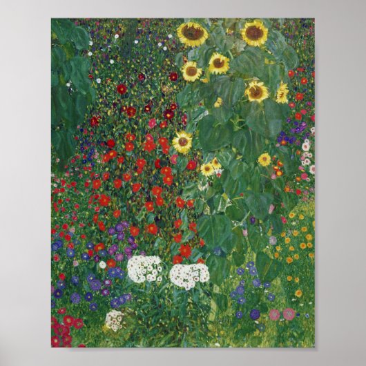 Gustav Klimt - Boerderij tuin met zonnebloemen Poster (Voorkant)