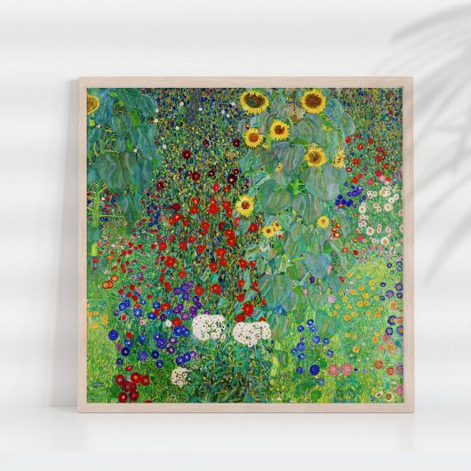 Gustav Klimt Boerderij tuin met zonnebloemen Poster
