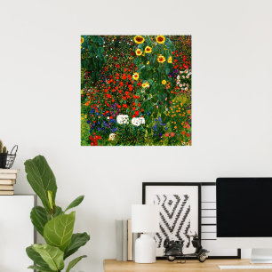 Gustav Klimt - Boerderij tuin met zonnebloemen Poster