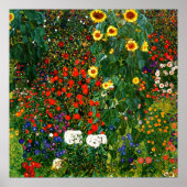 Gustav Klimt - Boerderij tuin met zonnebloemen Poster (Voorkant)